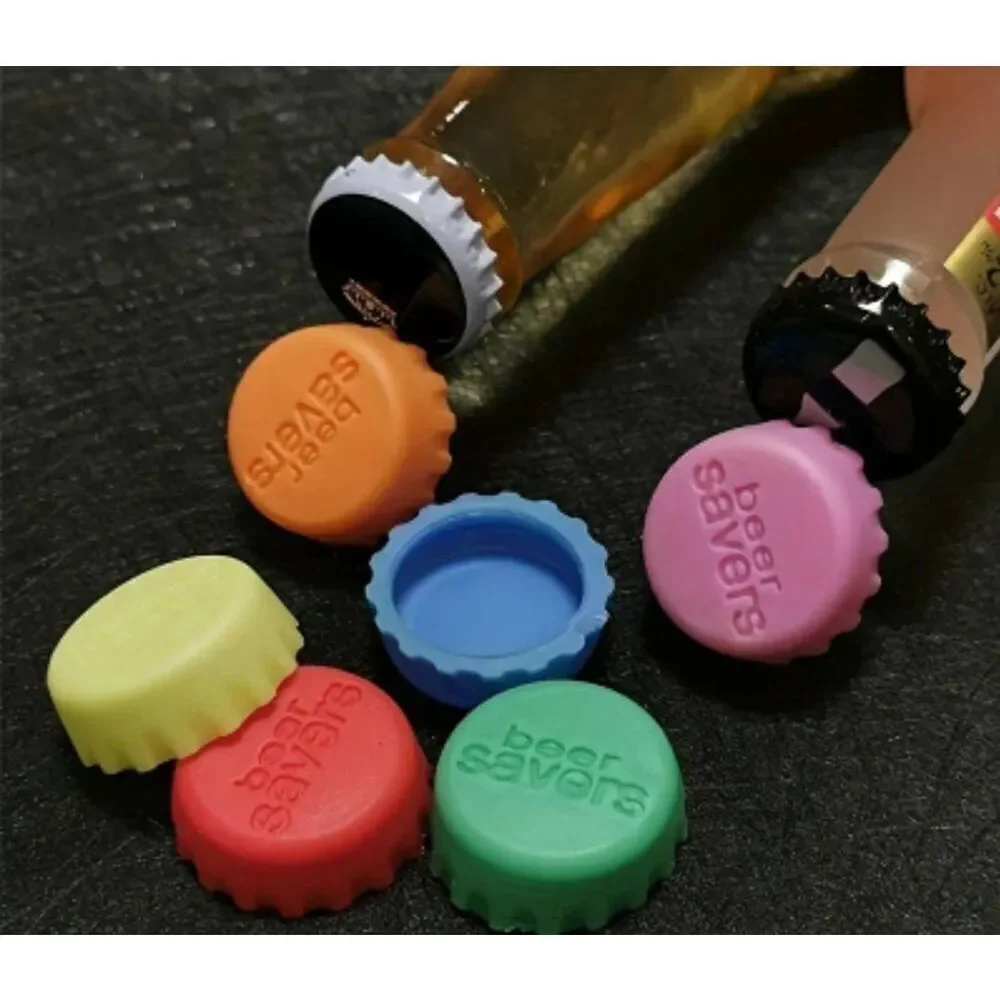 4pc randomized reusable silicone bottle caps, sealed beer and wine stoppers